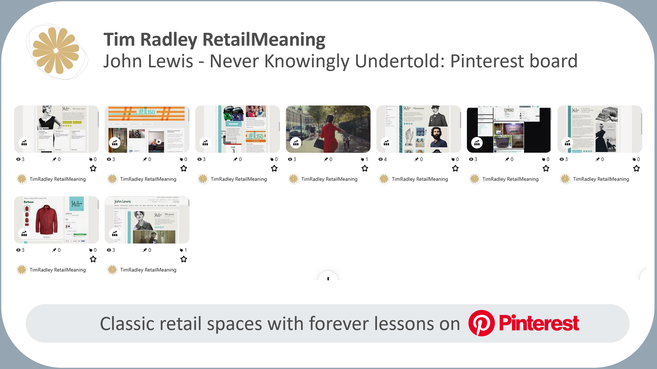 John Lewis – Never Knowingly Undertold: Pinterest board